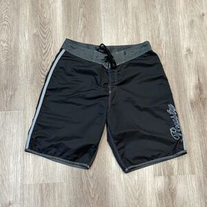 Vintage 90s 00s Y2K Rusty Board Shorts Swim Men's Size 30x10 Surf Surfwear Black